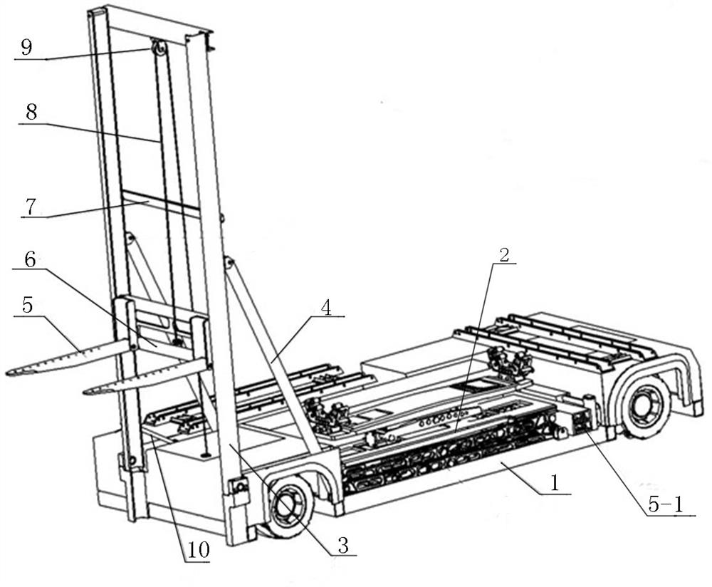 Lifting and forking integrated bomb hanging vehicle