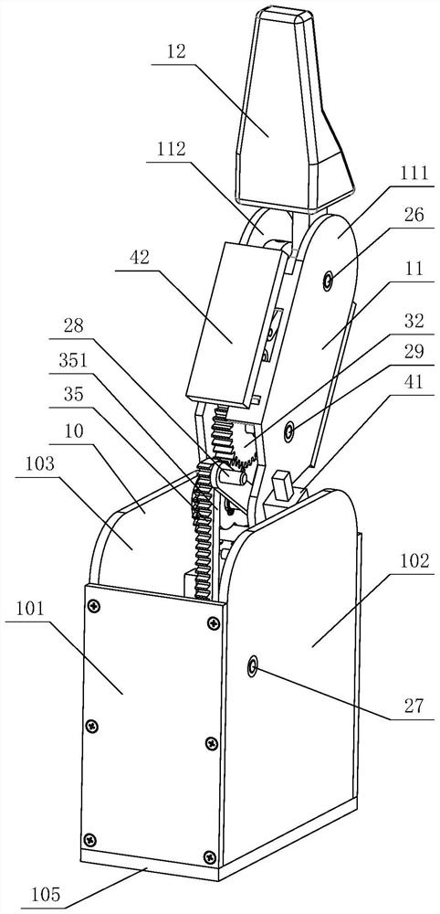 Indirect self-adaptive robot finger device with inclined rod double slider linear flat clamp