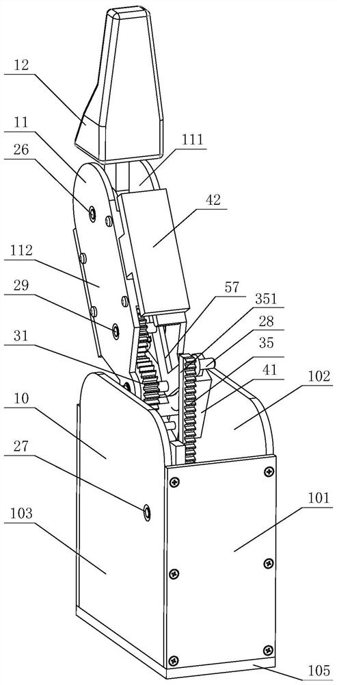 Indirect self-adaptive robot finger device with inclined rod double slider linear flat clamp