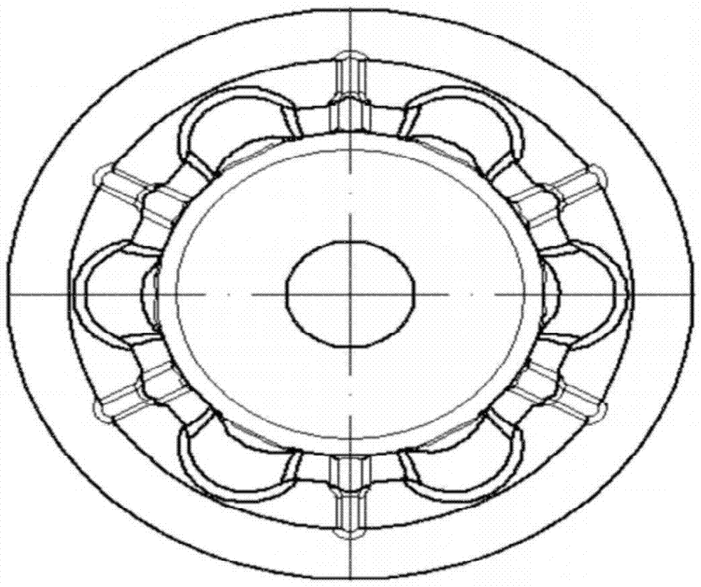 Improved cold reducing die for precisely-forged channels of bell housing