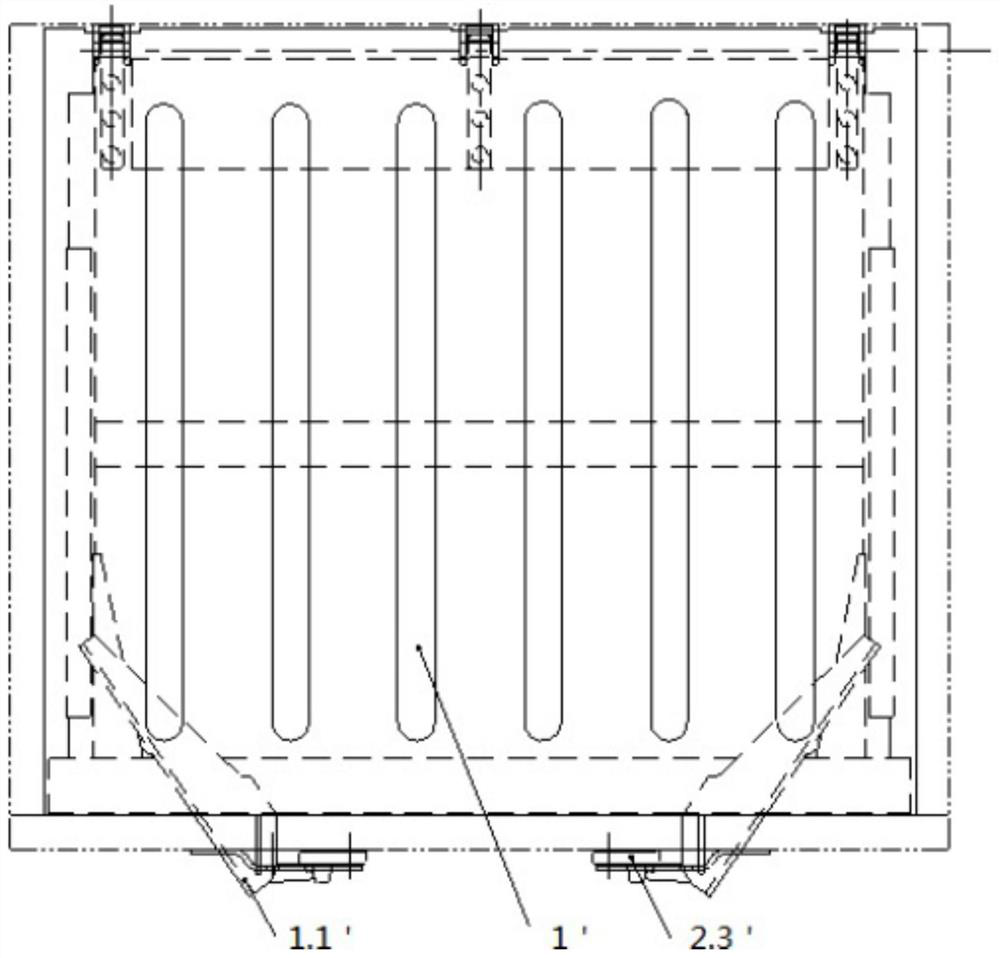 Railway gondola car bottom door opening and closing buffer device