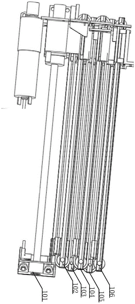 Multistage robot lifting device and lifting method