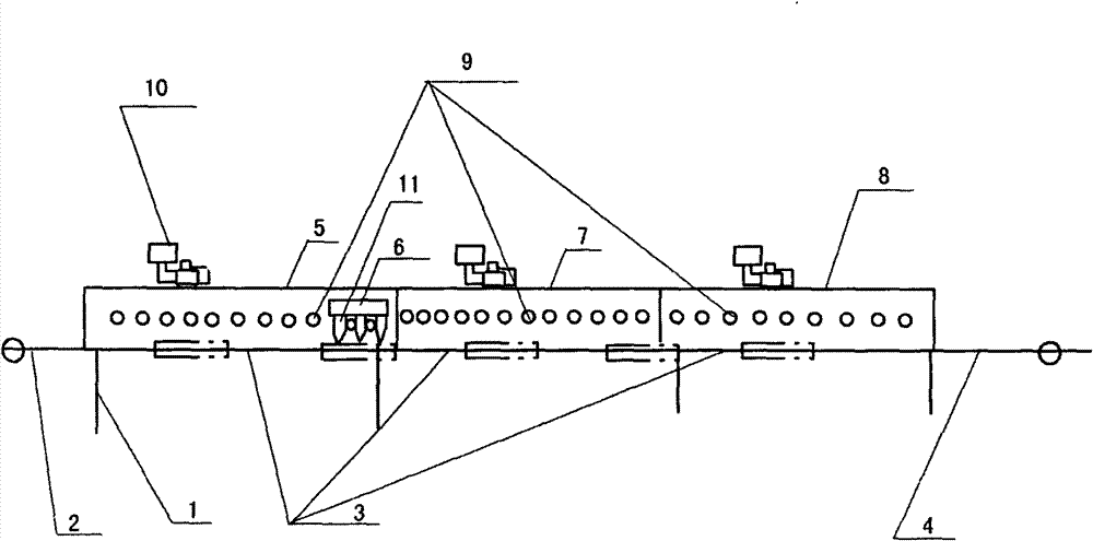 Drying device for heating by combining medium waves, short waves and spraying