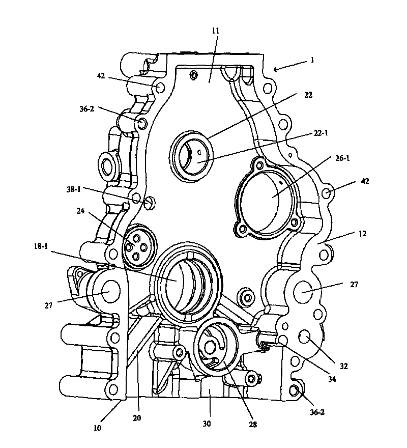 Gear chamber cover of crank round sliding block internal-combustion engine, engine block assembly and internal-combustion engine thereof