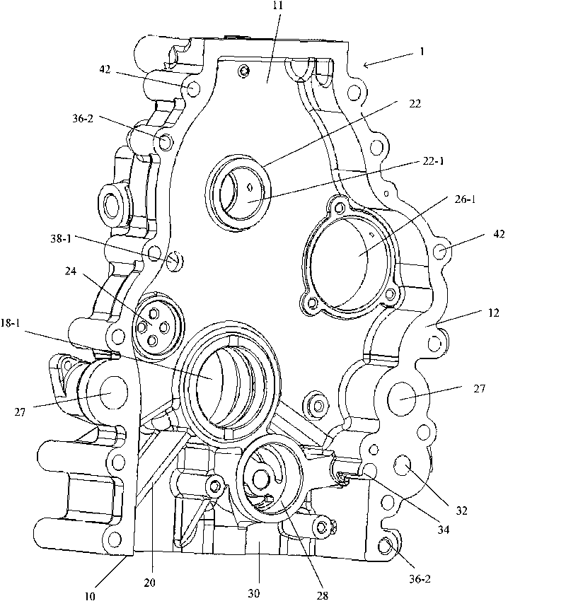 Gear chamber cover of crank round sliding block internal-combustion engine, engine block assembly and internal-combustion engine thereof