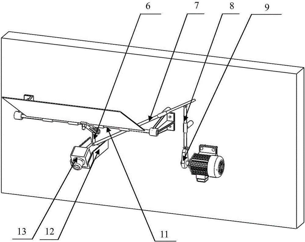 Shading device of on-board road surface crack detection system based on cam spatial connecting rod