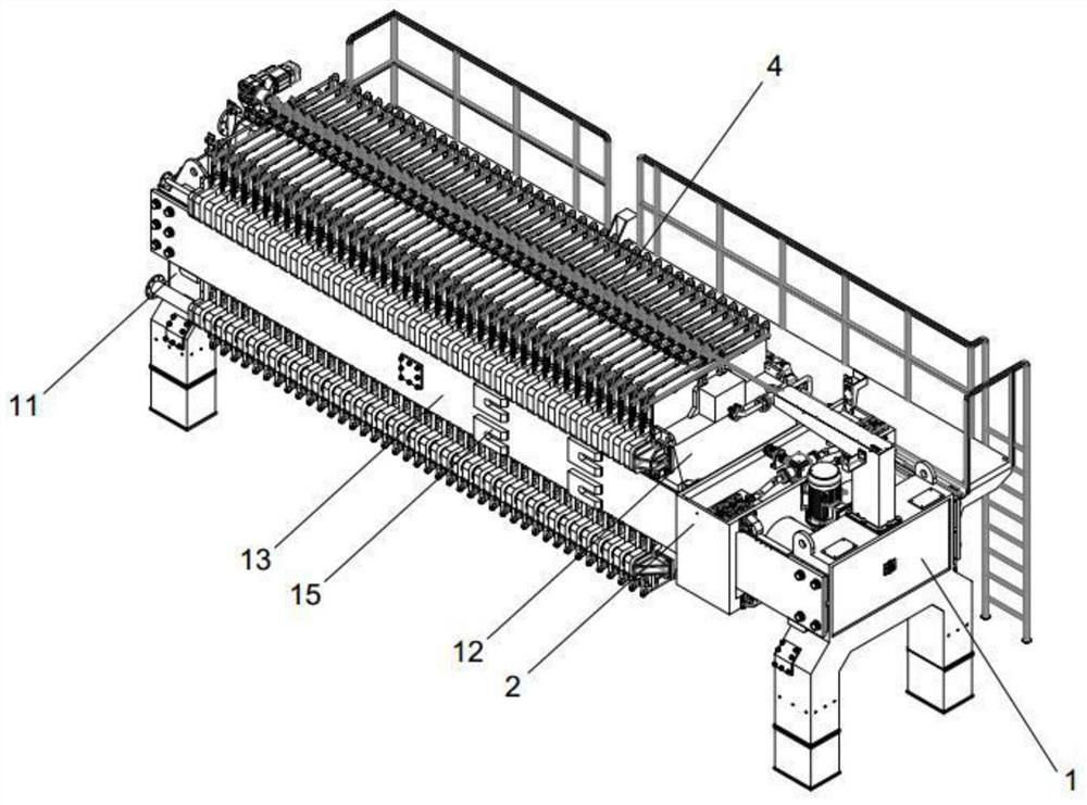 Side beam type filter press