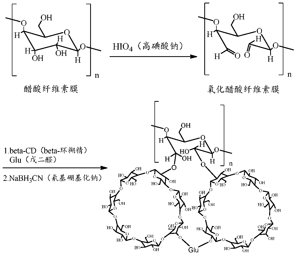 Modified cellulose acetate membrane for chiral resolution, preparation method and application thereof