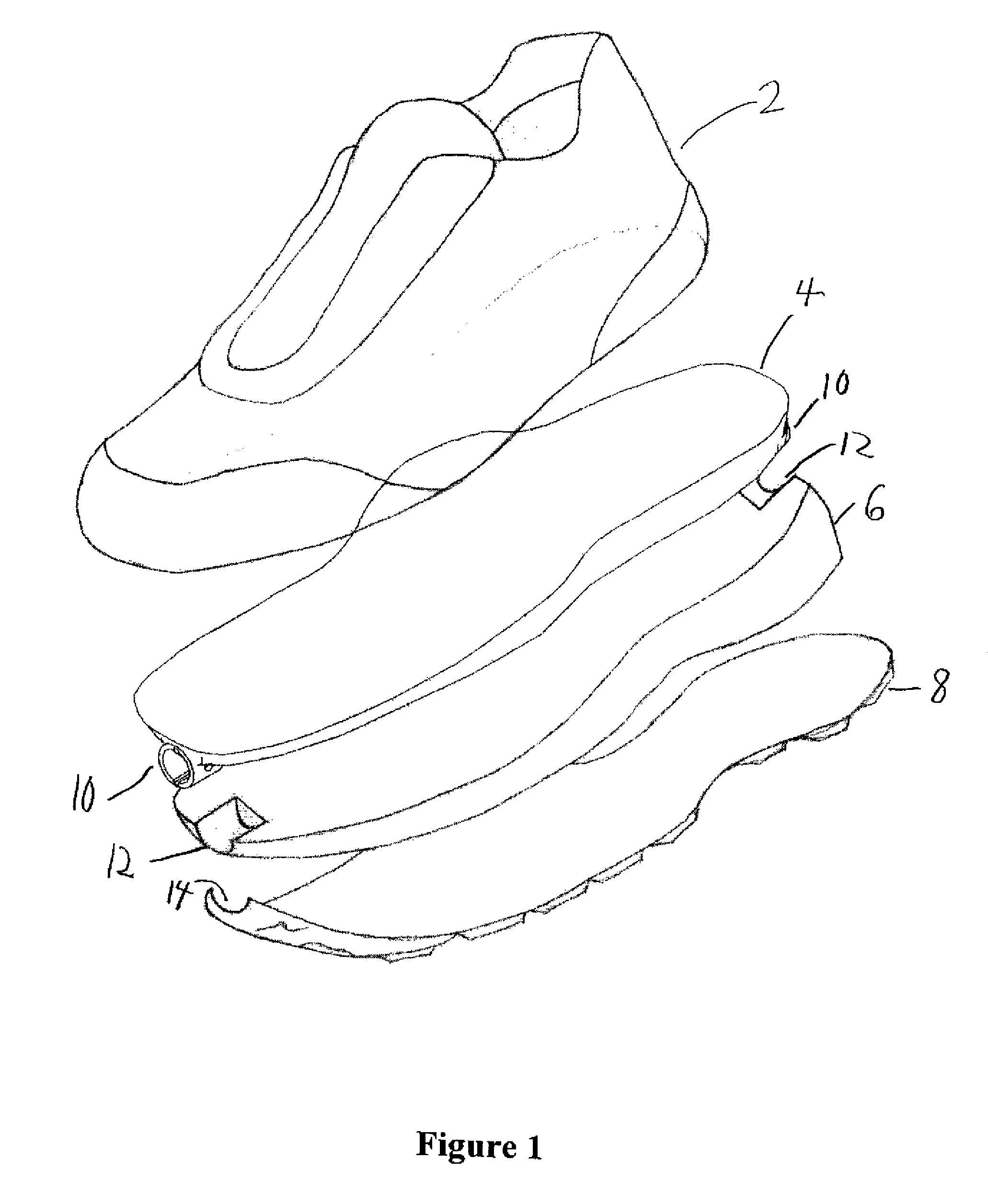 Shoe assembly for strength training and fitness exercise