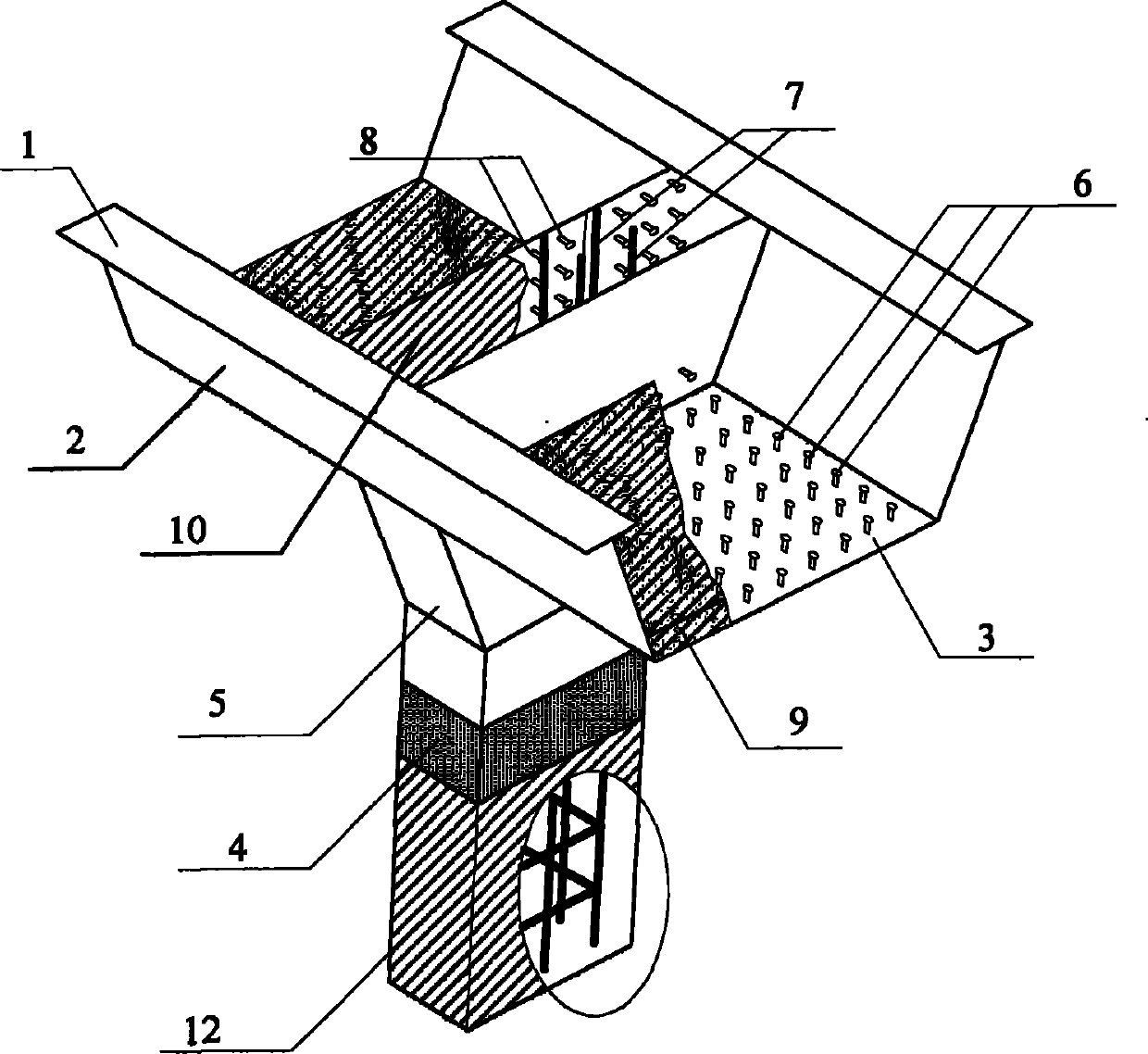 Rigid connection method for steel beam and concrete pier