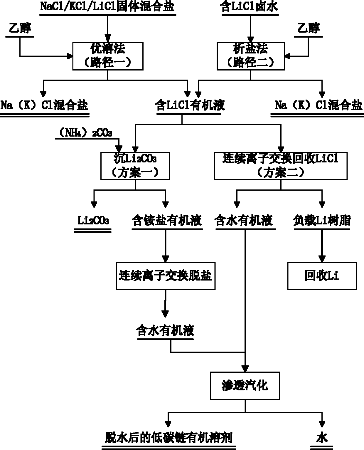 Process for extracting lithium from salt lake water subjected to calcium and magnesium preseparation