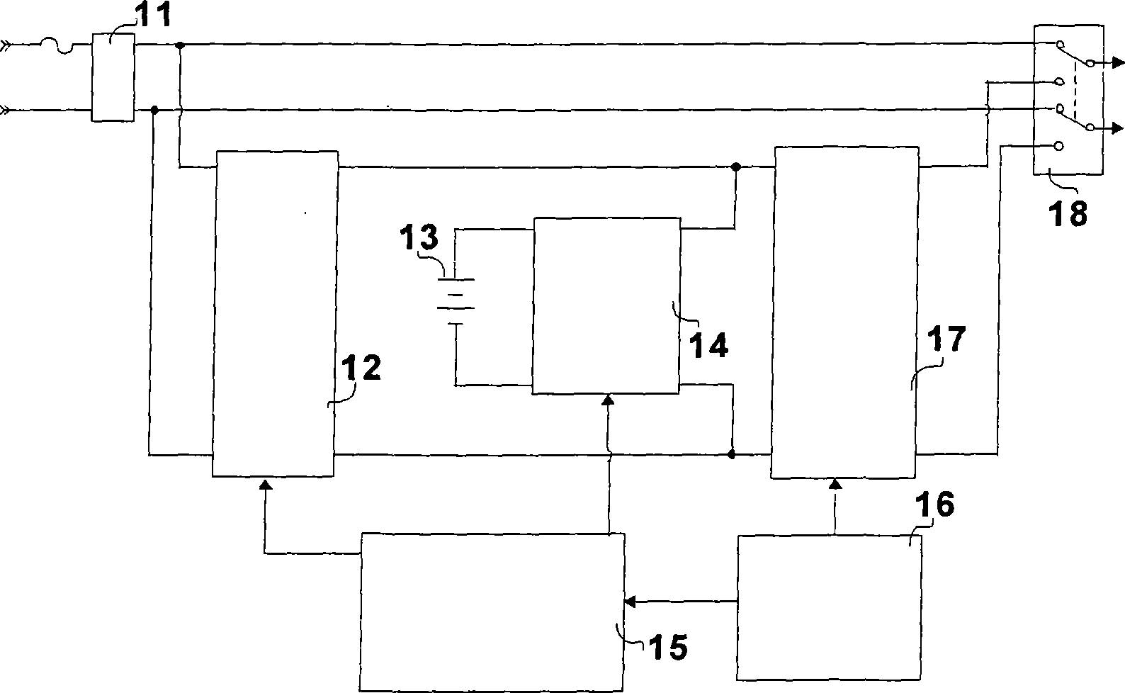 Off-line uninterrupted power supply device