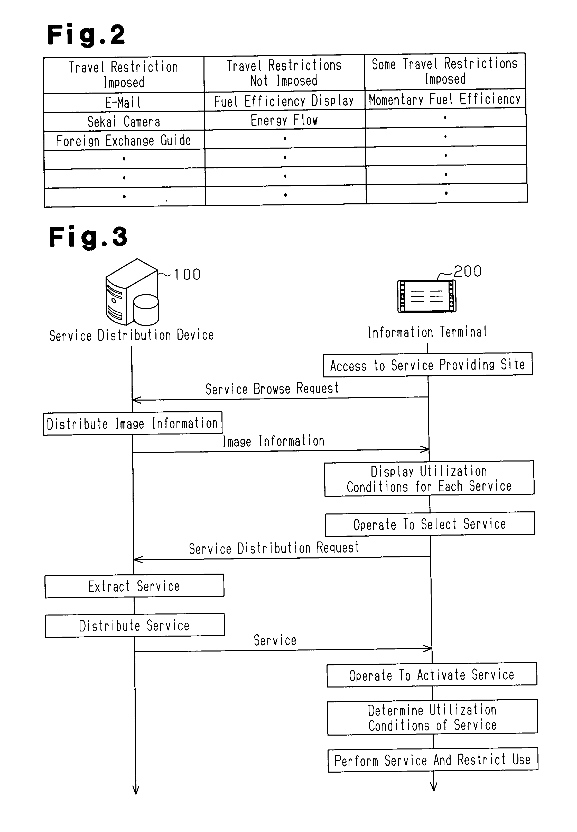 Service distribution device and service display device