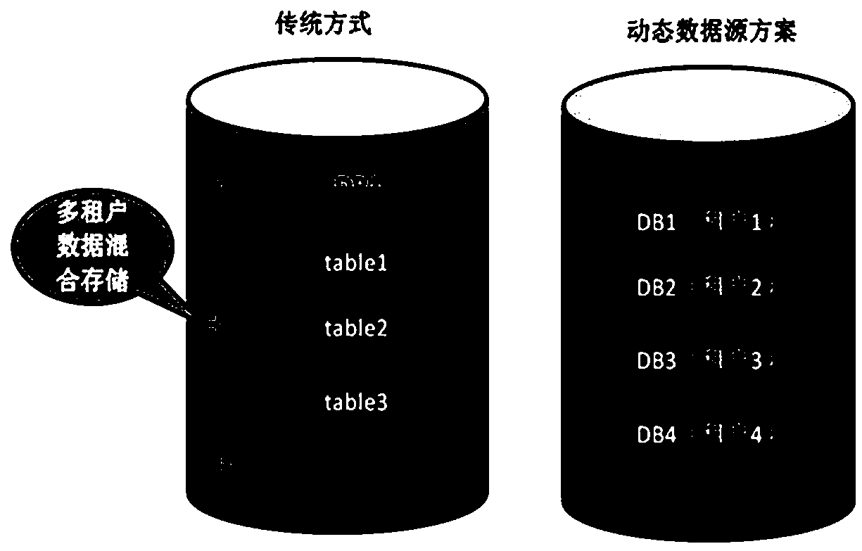 Global configuration multi-tenant dynamic data source system based on saas application