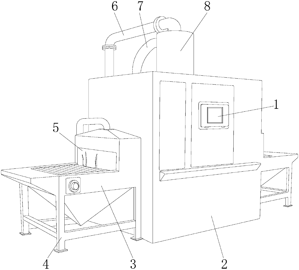 Double-sided sand-blasting machine for bending stress resistance of stainless steel sheet