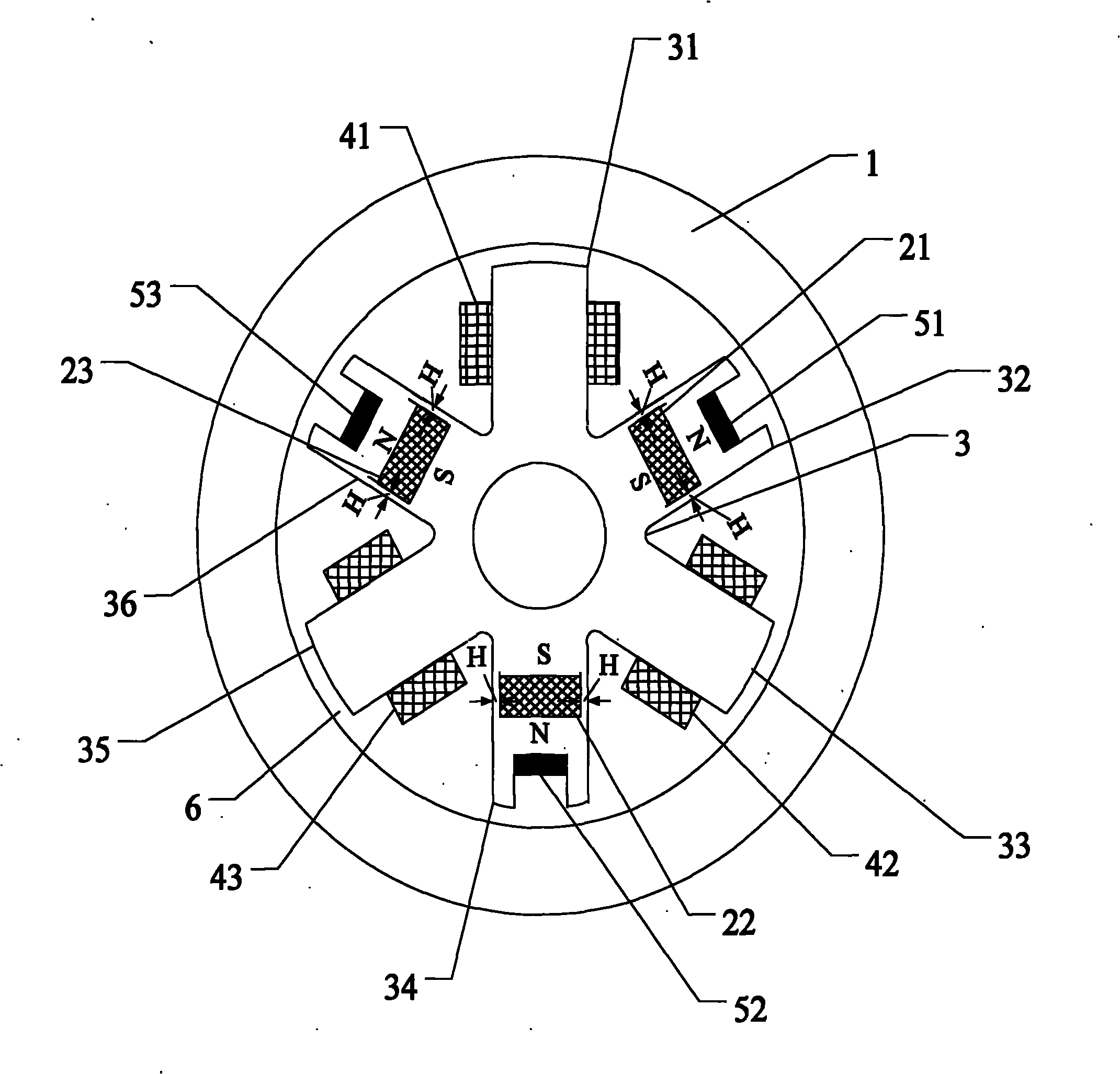 Permanent-magnet bias outer rotor radial AC hybrid magnetic bearing