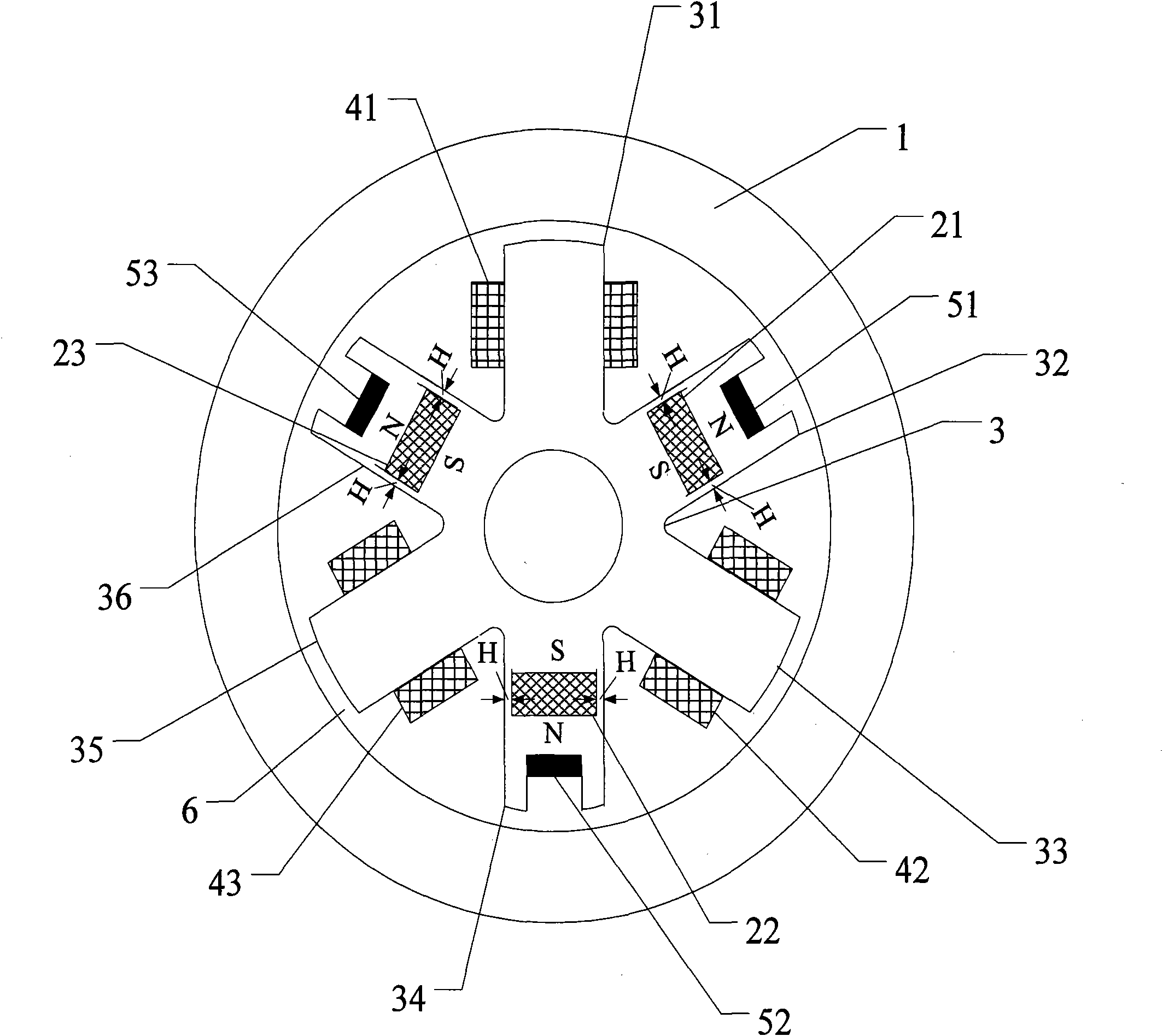 Permanent-magnet bias outer rotor radial AC hybrid magnetic bearing