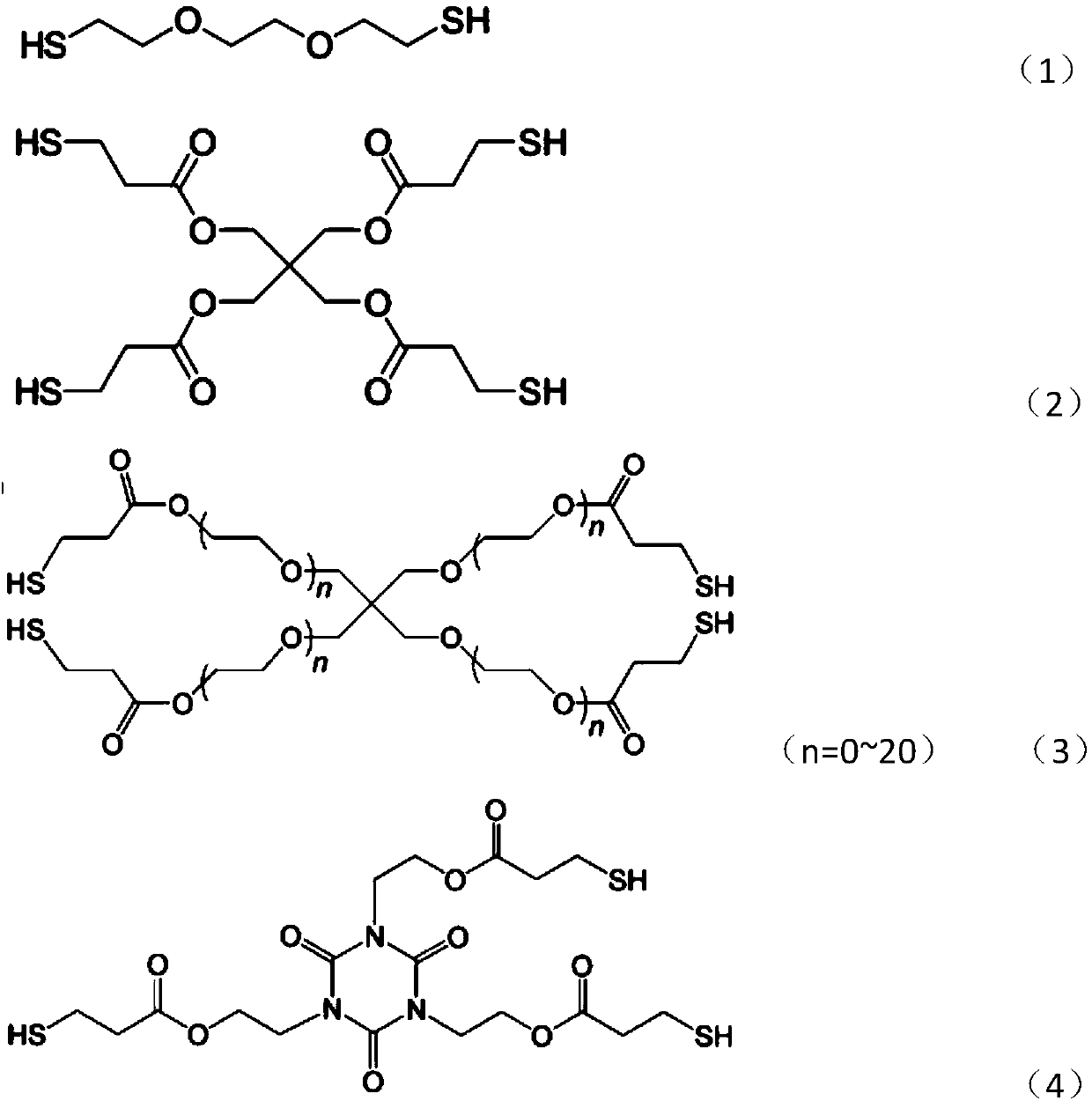 Mercaptan-alkene light-cured resin for 3D printing and preparation method of mercaptan-alkene light-cured resin for 3D printing