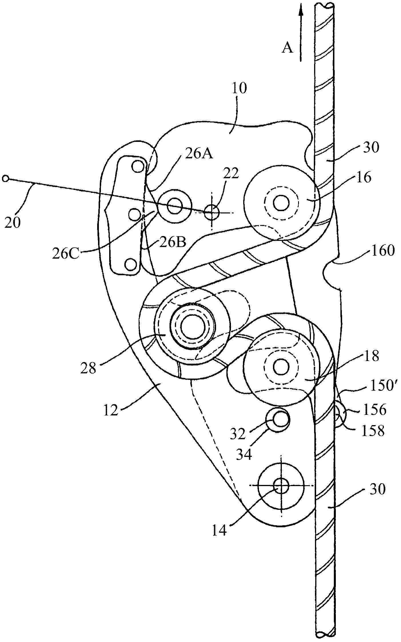 Descender with self- acting brake