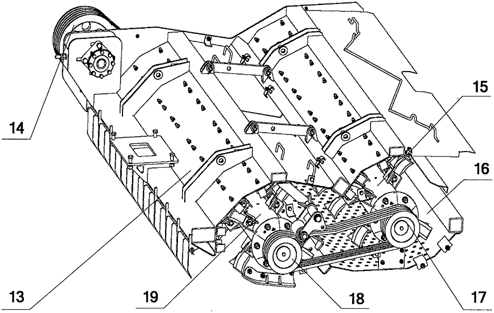 Cutting and crumbling device with double knife shaft