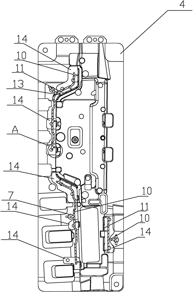 Two-color die for automobile instrument boards