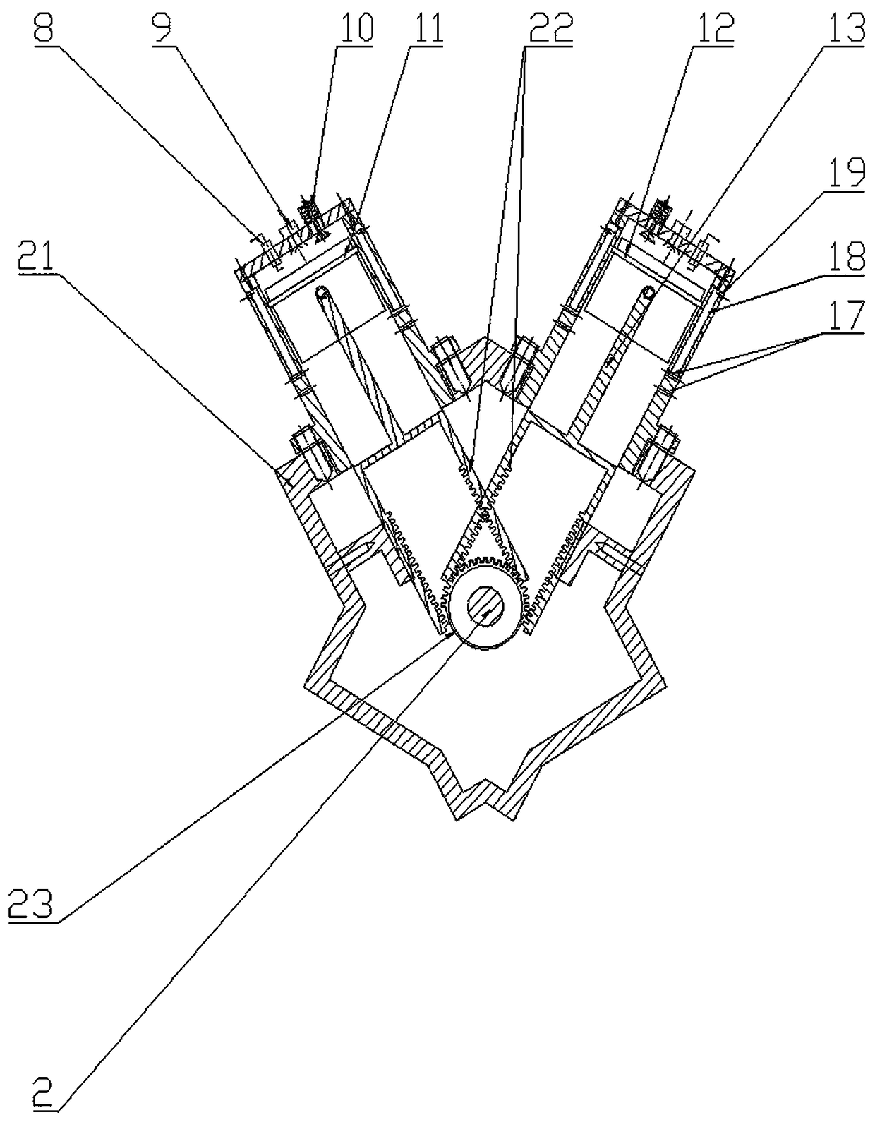 Piston type tangent drive straight shaft internal combustion engine and control method thereof