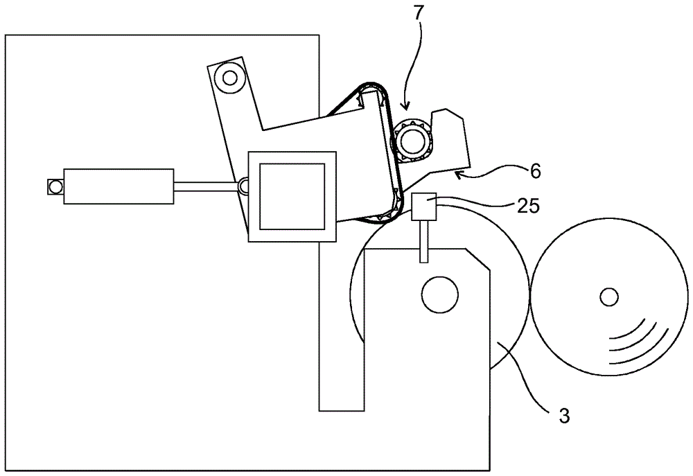 Winding device for winding a web-shaped material and method for changing a spool in a winding device