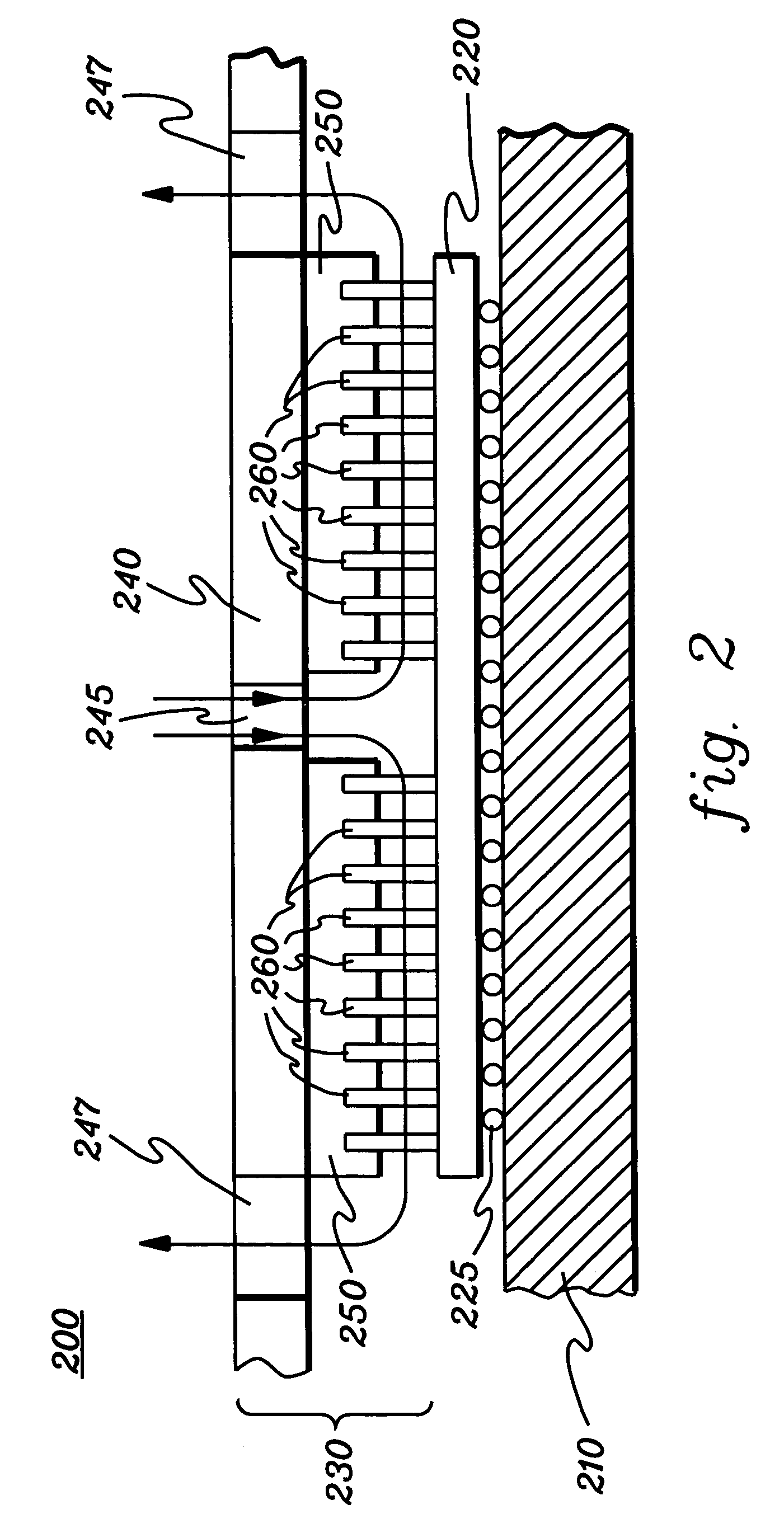 Electronic device cooling assembly and method employing elastic support material holding a plurality of thermally conductive pins