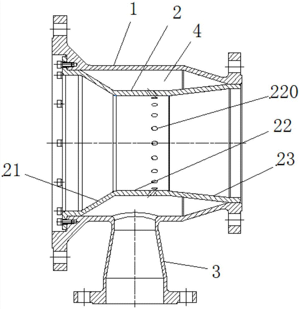 Venturi mixer with drainage function