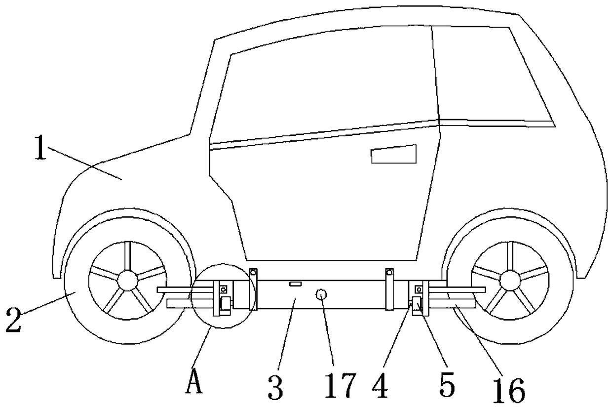 New energy automobile with tire washing function