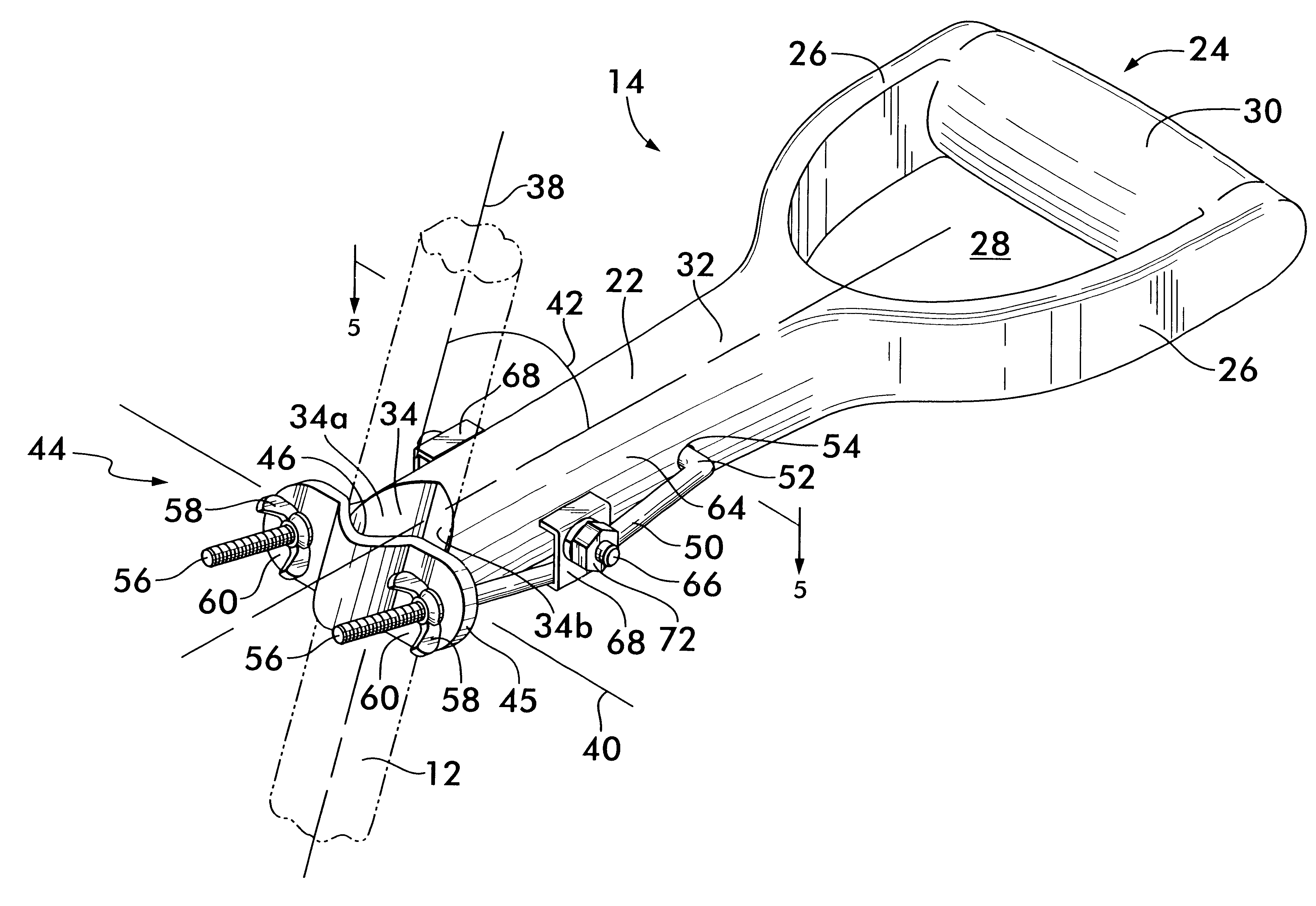 Auxiliary handle attachable to tools for moving bulk material