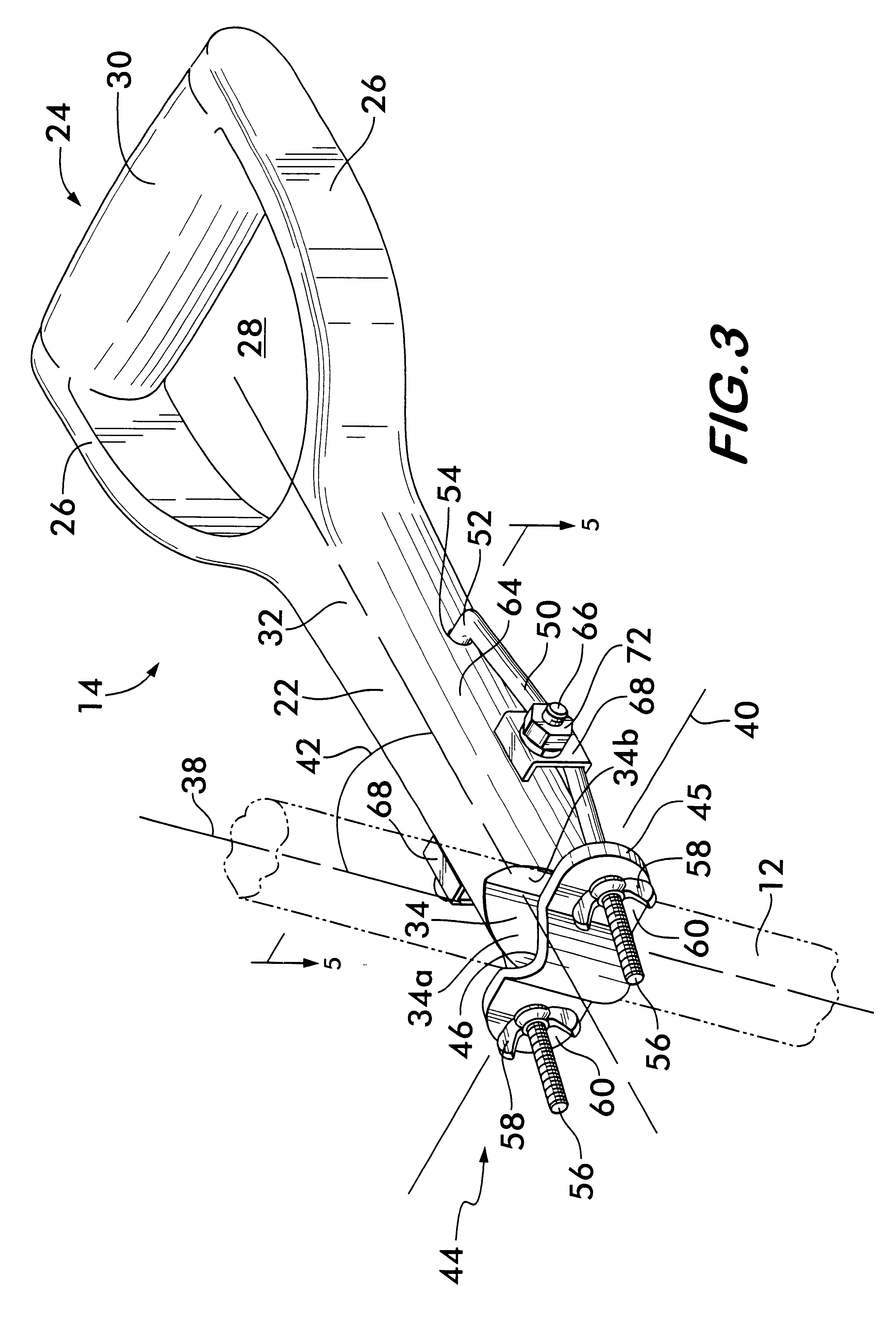 Auxiliary handle attachable to tools for moving bulk material