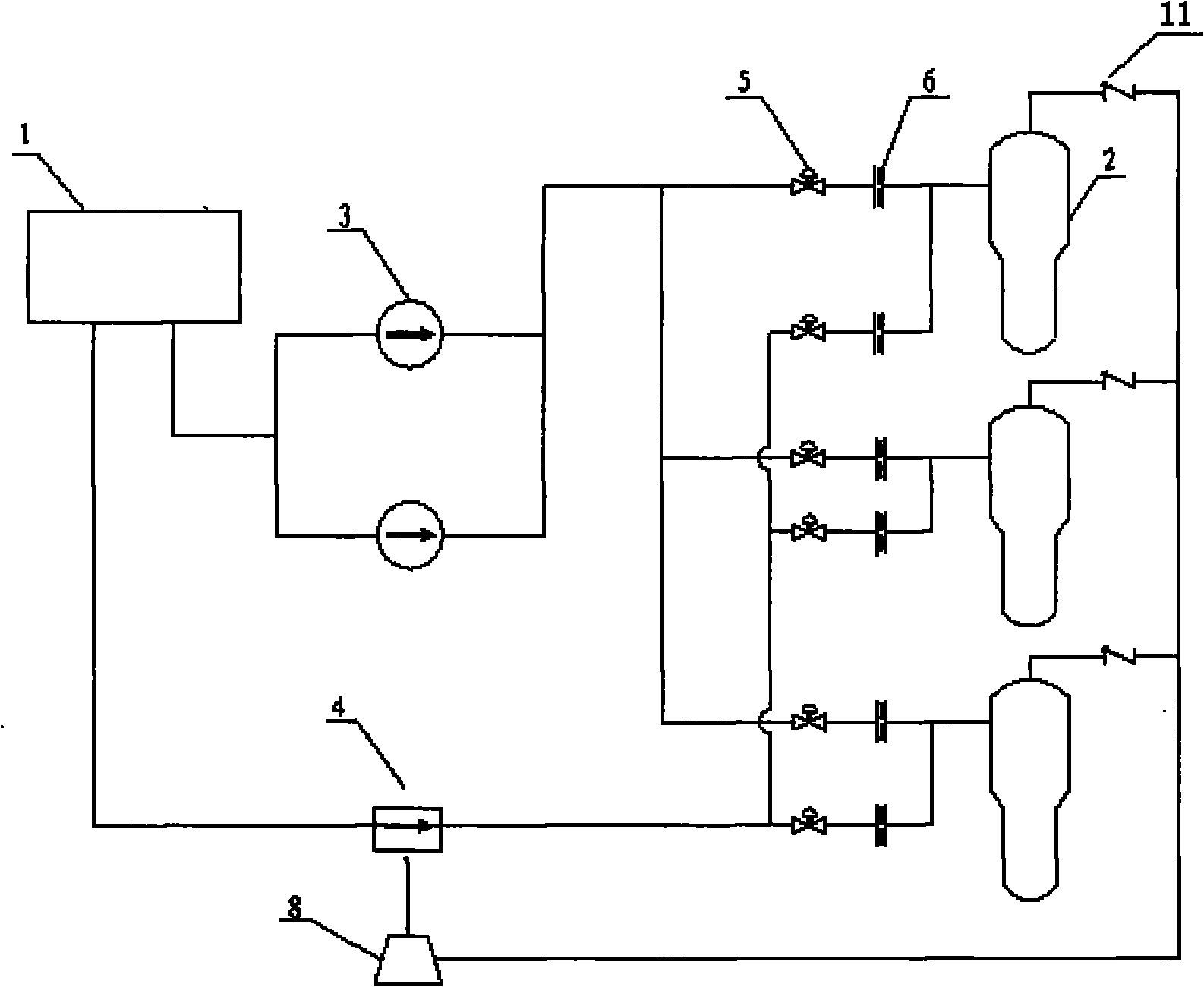 Auxiliary water supply system used for nuclear power station single reactor and actuating safety function