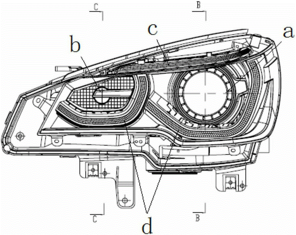 Automobile front combination lamp easy and convenient to mount