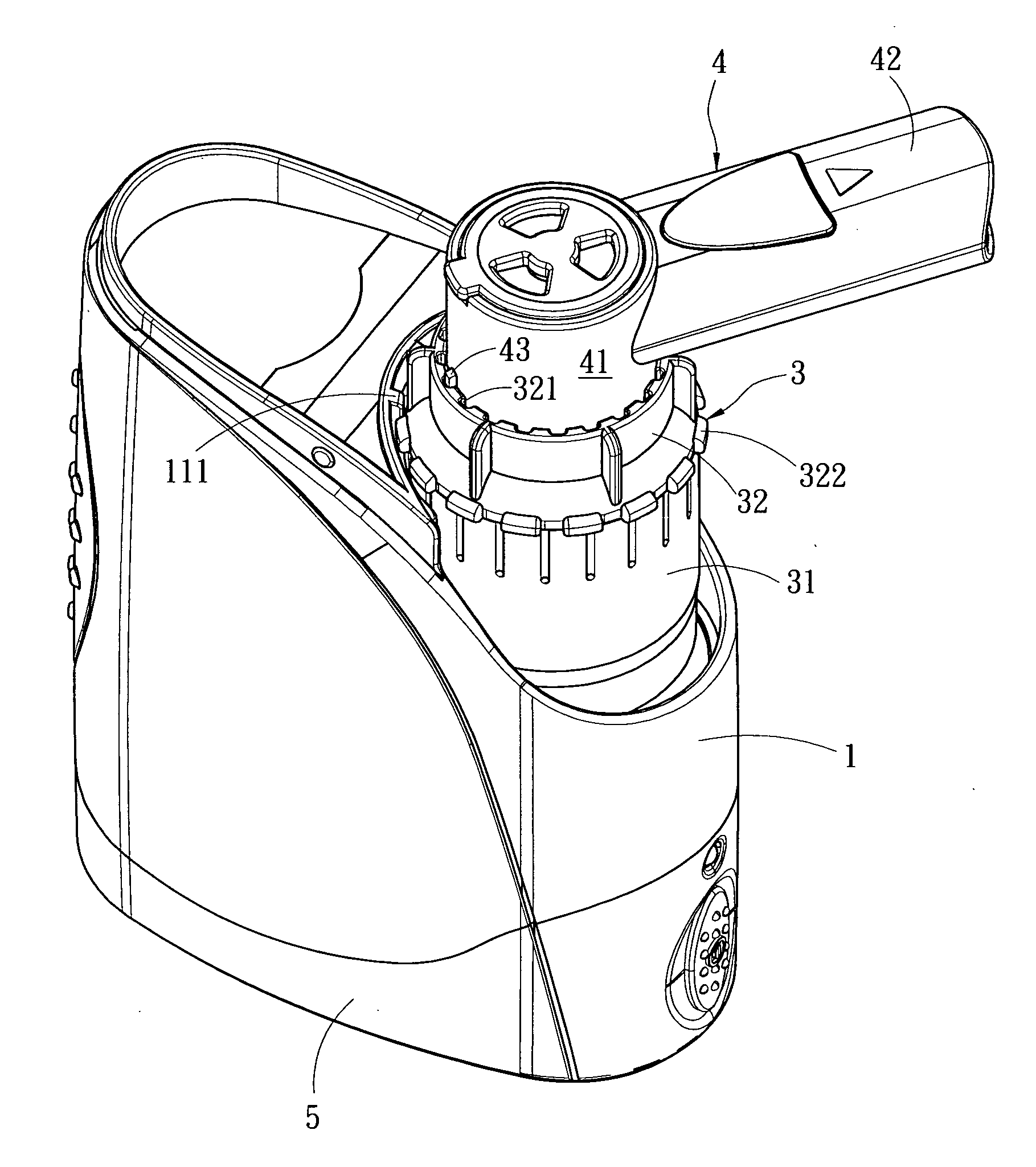 Nebulizing apparatus for medical use with improved nozzle positioning structure