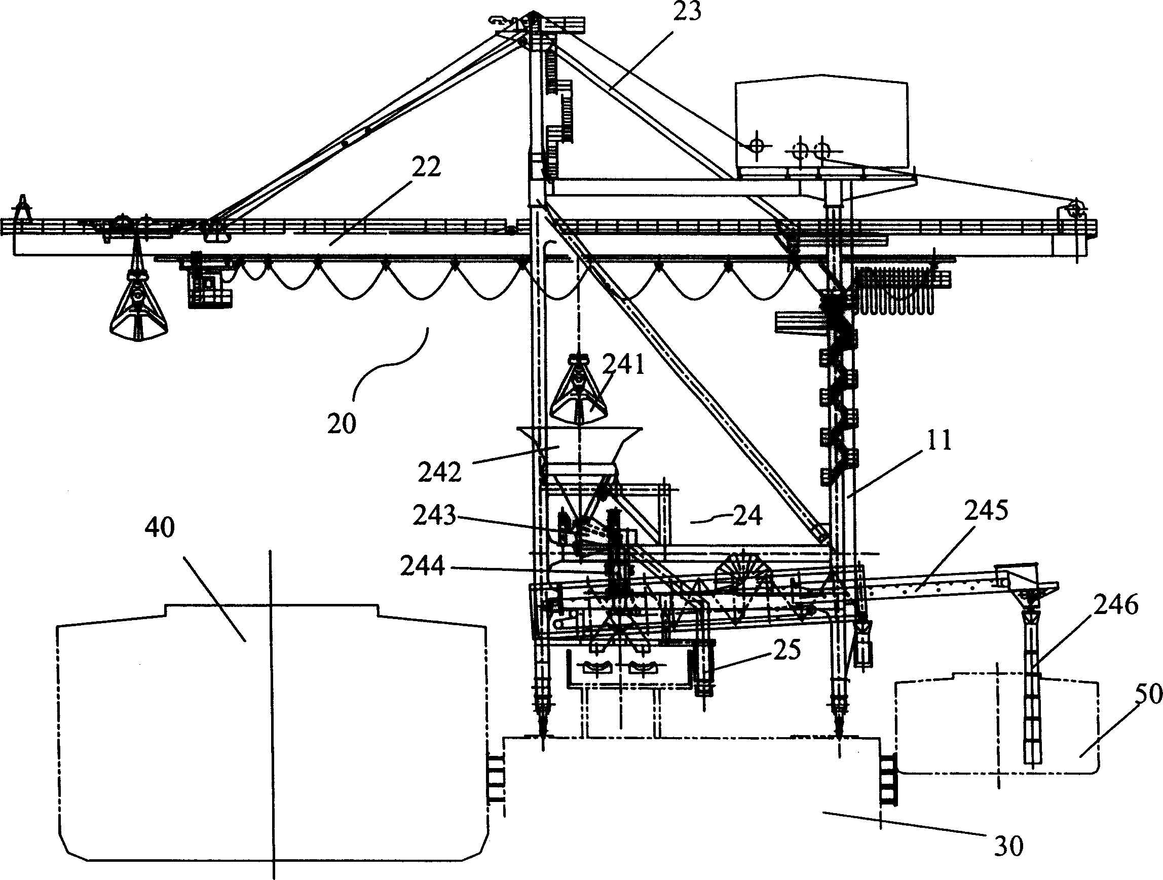 Bridge ship loader-unloader