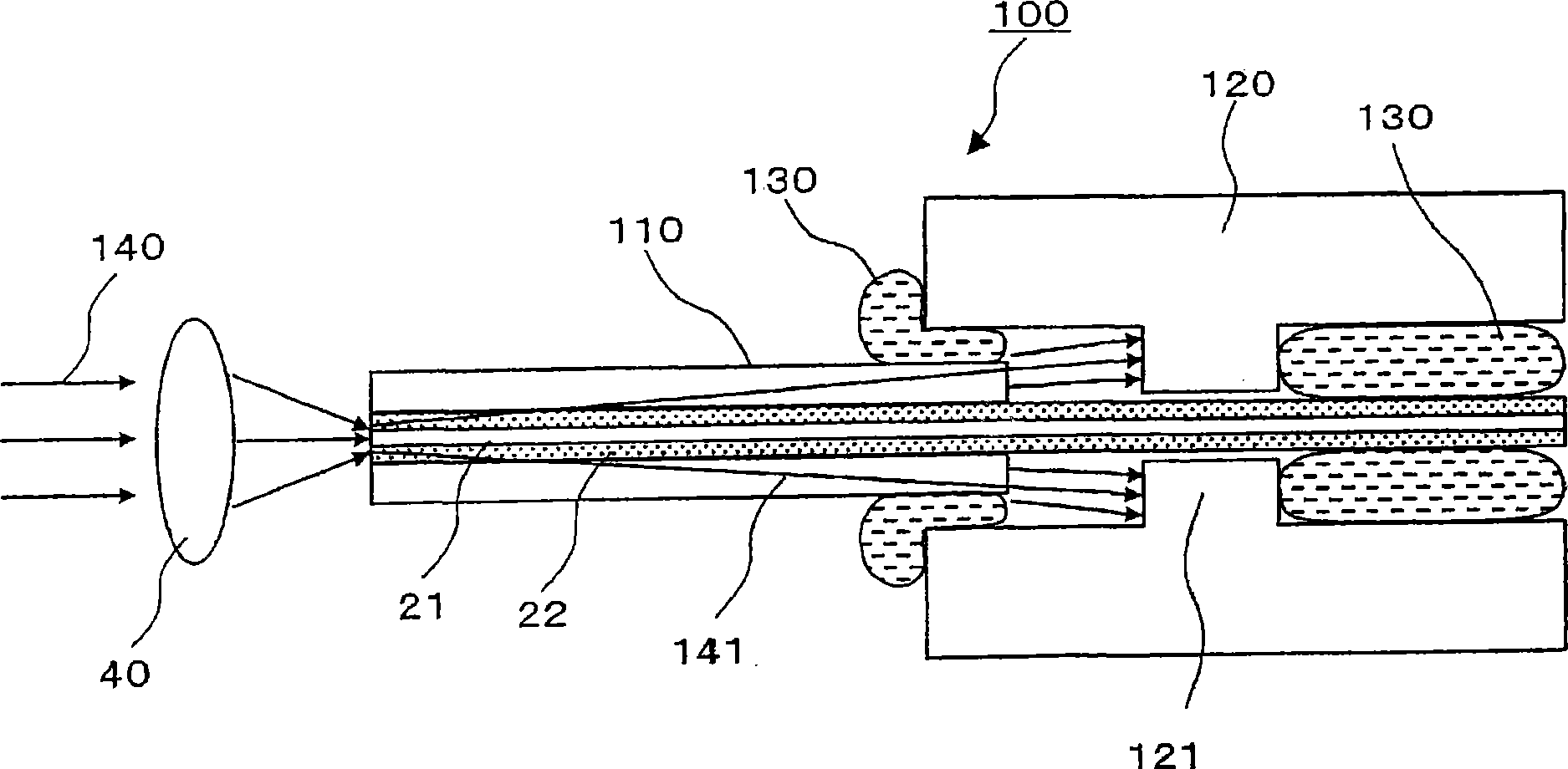 Light input/output port of optical component and beam converting apparatus