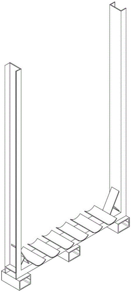 Pipe fitting packaging and fixing support assembly facilitating loading, unloading and transporting