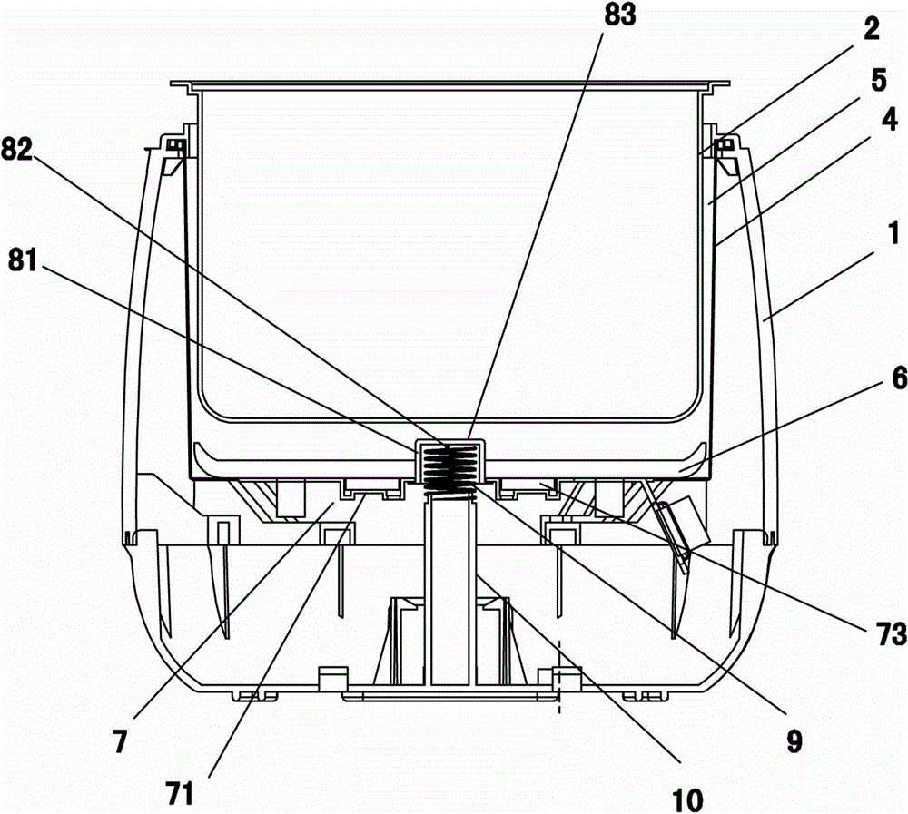 Temperature-sensing element mounting structure for miniature electric rice cooker