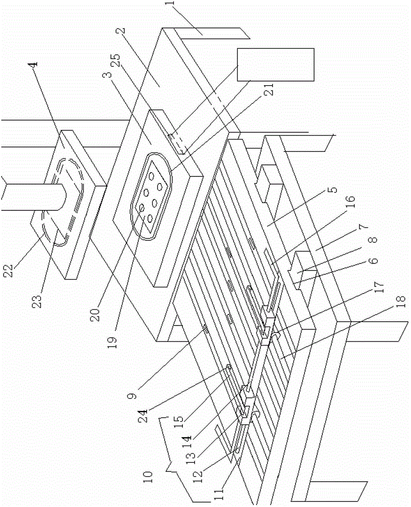 Automatic material feeding and discharging structure of punching machine for punching cover plate of iron wine box