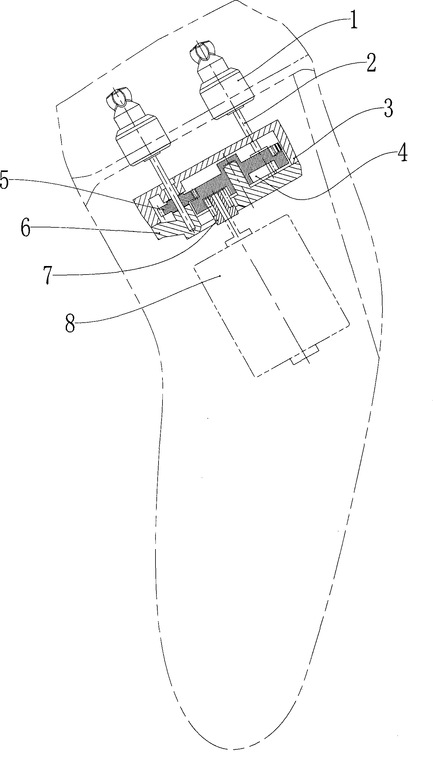 Gear type power transmission of three-head rotating shaver