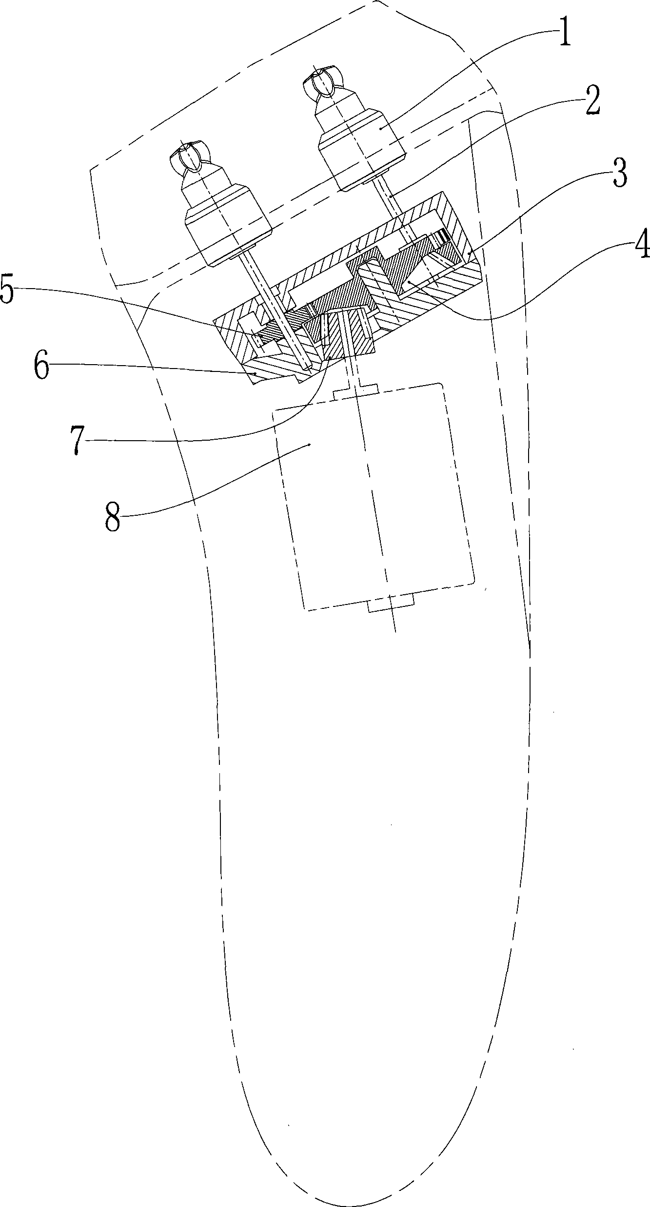 Gear type power transmission of three-head rotating shaver