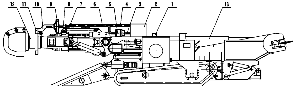 Heading machine dust-removing device