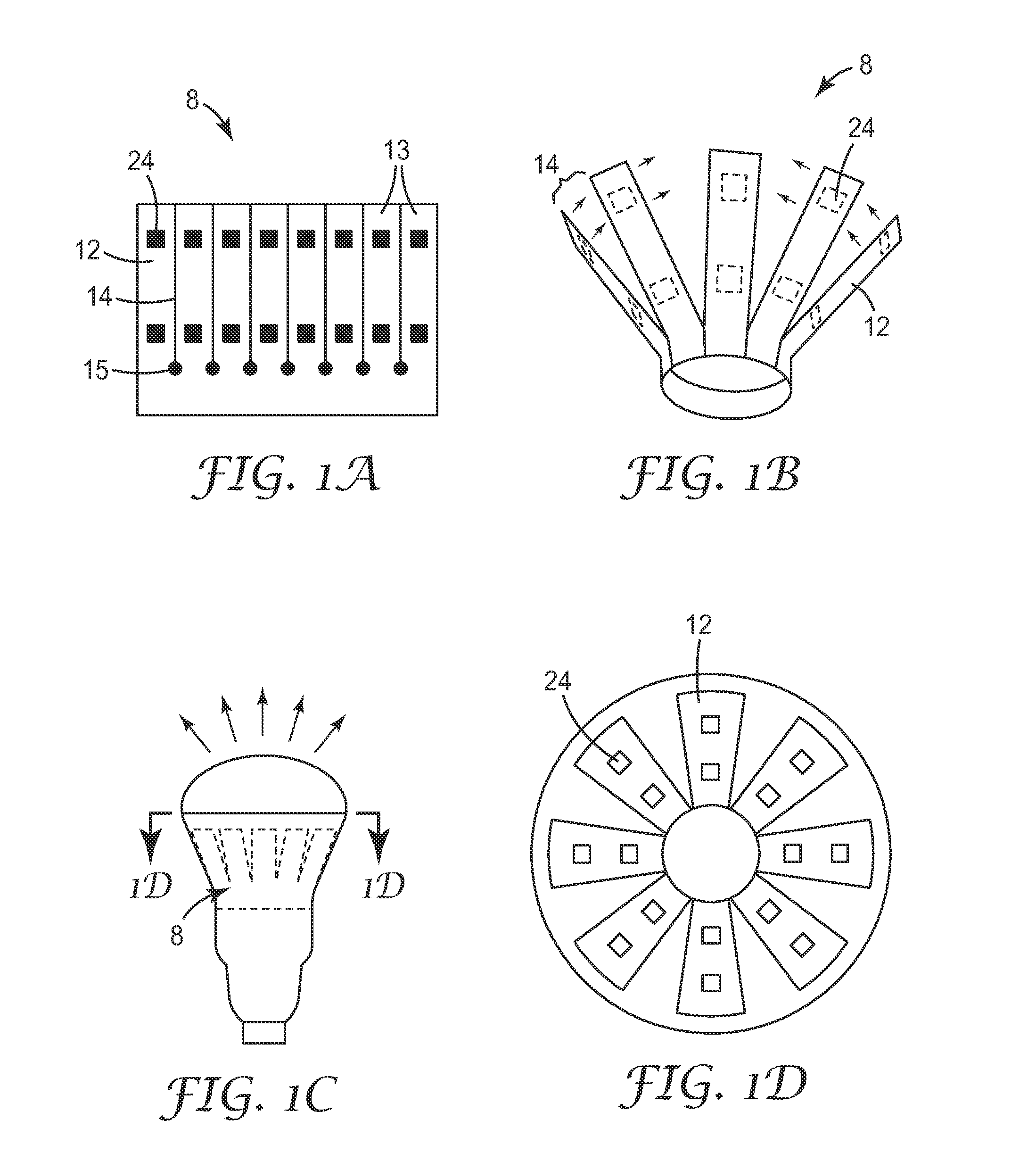 Flexible light emitting semiconductor device having a three dimensional structure