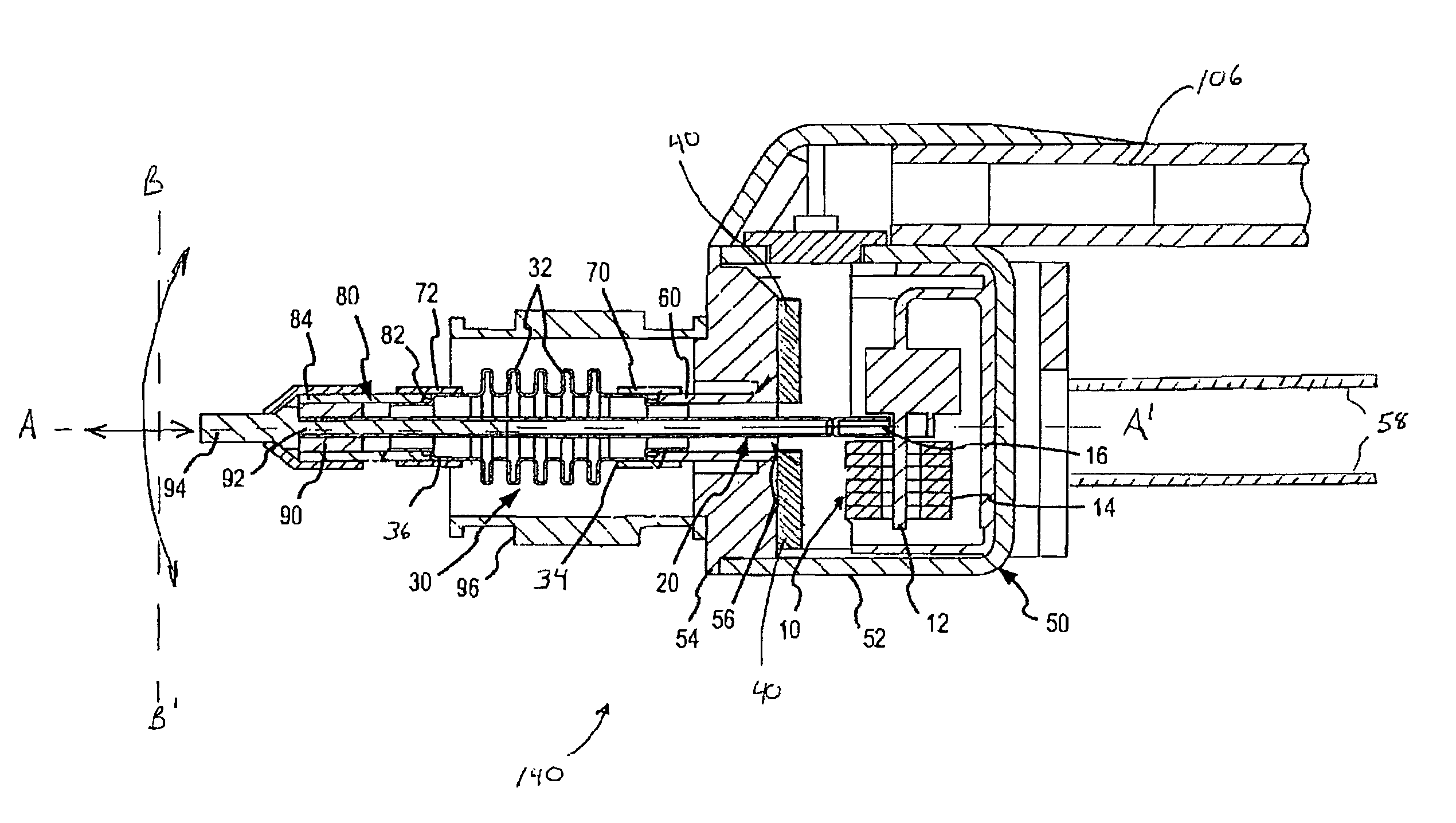 Implantable transducer with transverse force application