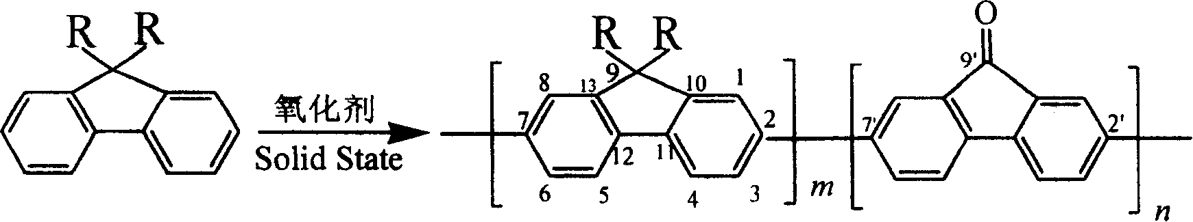 Process for preparing green light emitting materials polyalkyl fluorene