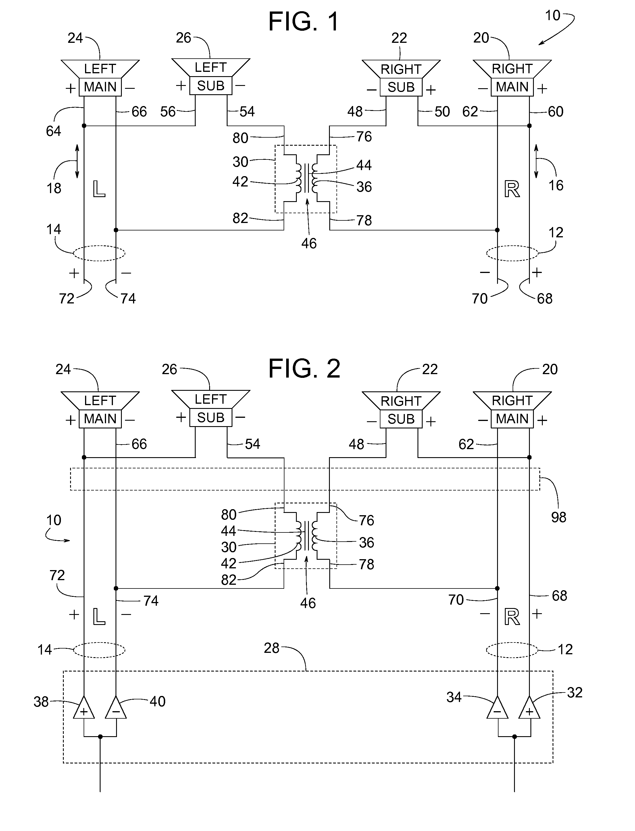 Magnetic coupling for stereo loudspeaker systems