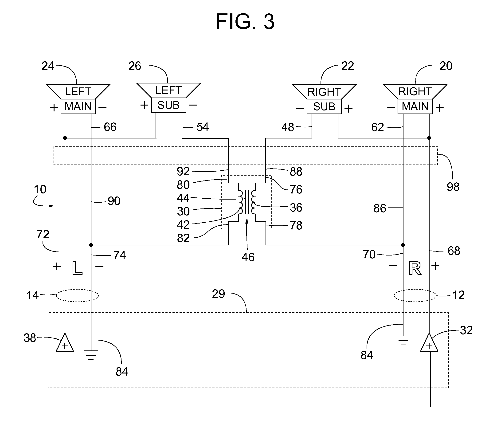 Magnetic coupling for stereo loudspeaker systems