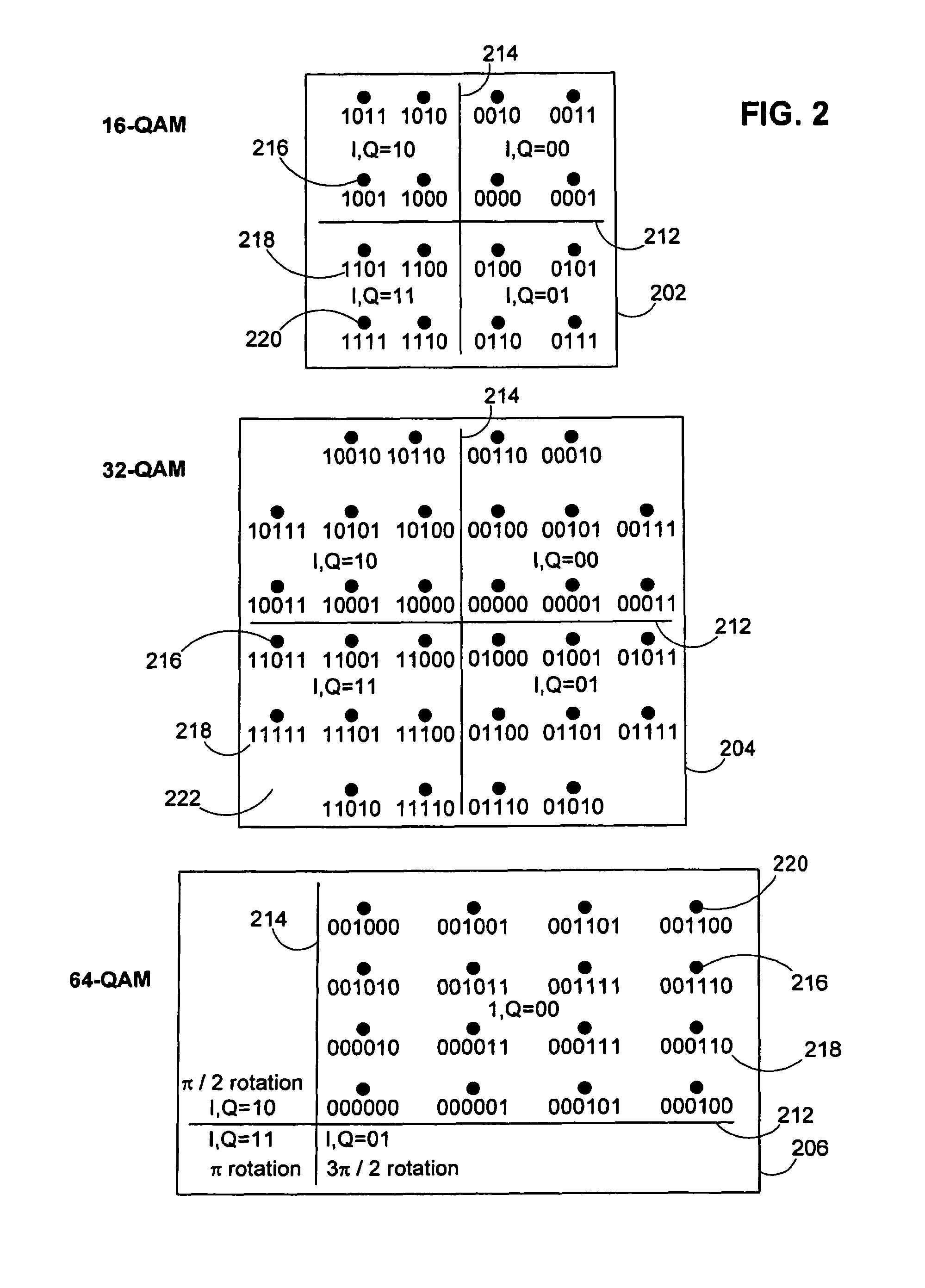 Constellation recovery for quadrature amplitude modulation