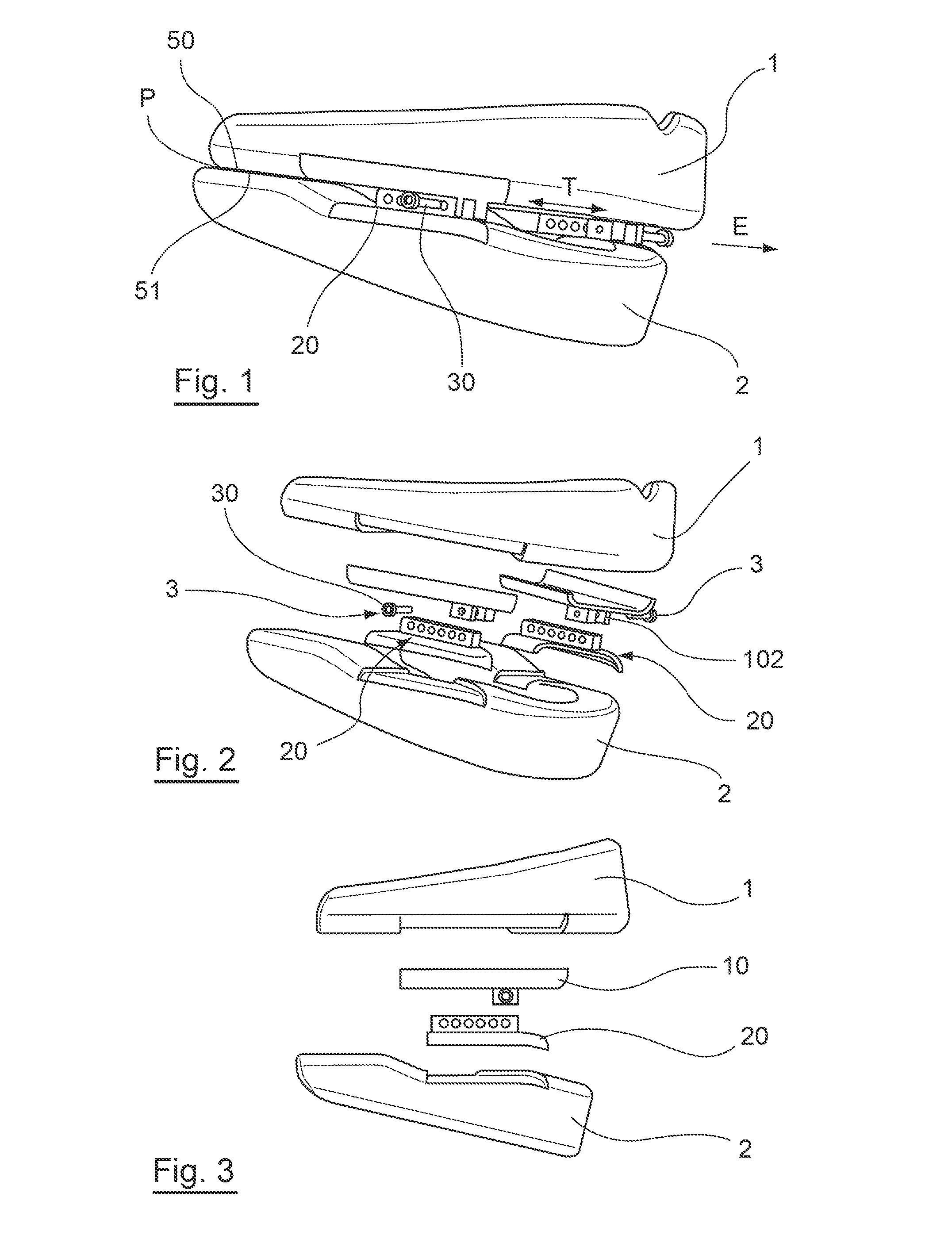 Orthosis comprising an upper tray and a lower tray, and connection with adjustable positioning